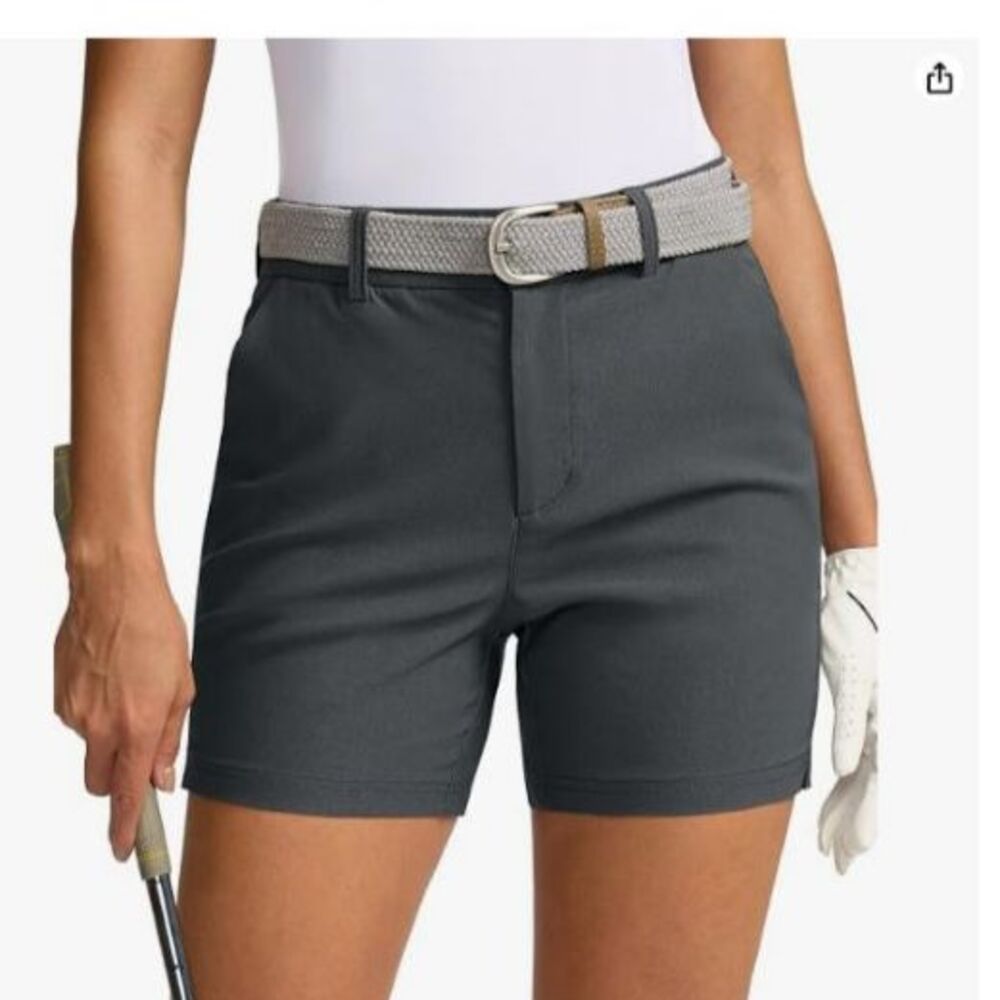 Santiny Women's Golf Pants Large Charcoal 5" Inseam Stretch Performance NWT